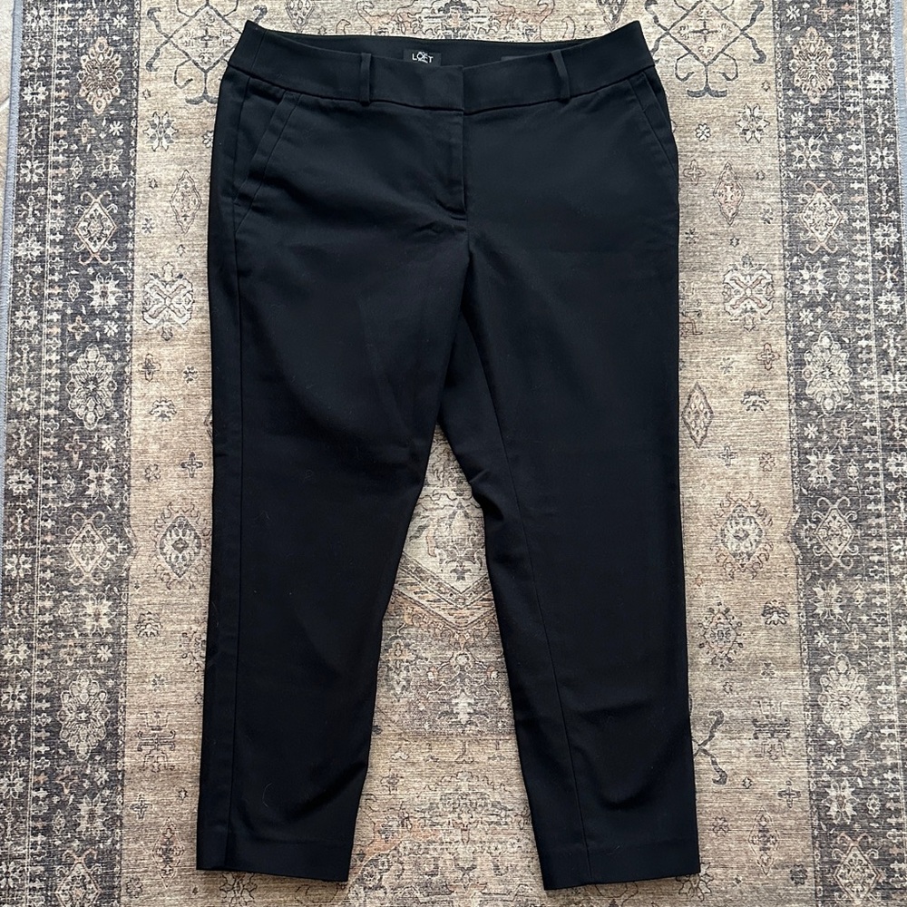LOFT Black Tapered Cropped Pants
